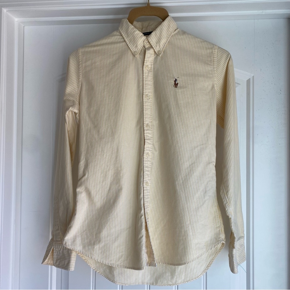 Ralph Lauren Cream Pinstripe Button-Down Dress Shirt